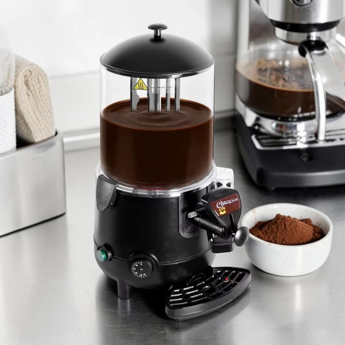Chocolatière professionnelle 10 litres avec robinet de service.