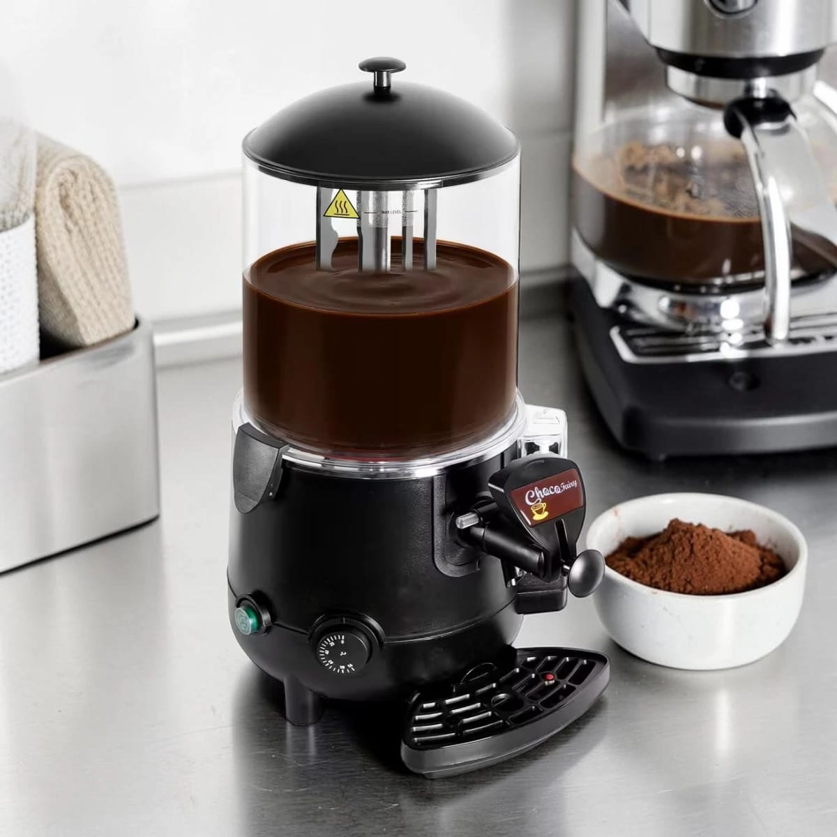 Chocolatière professionnelle 10 litres avec robinet de service.