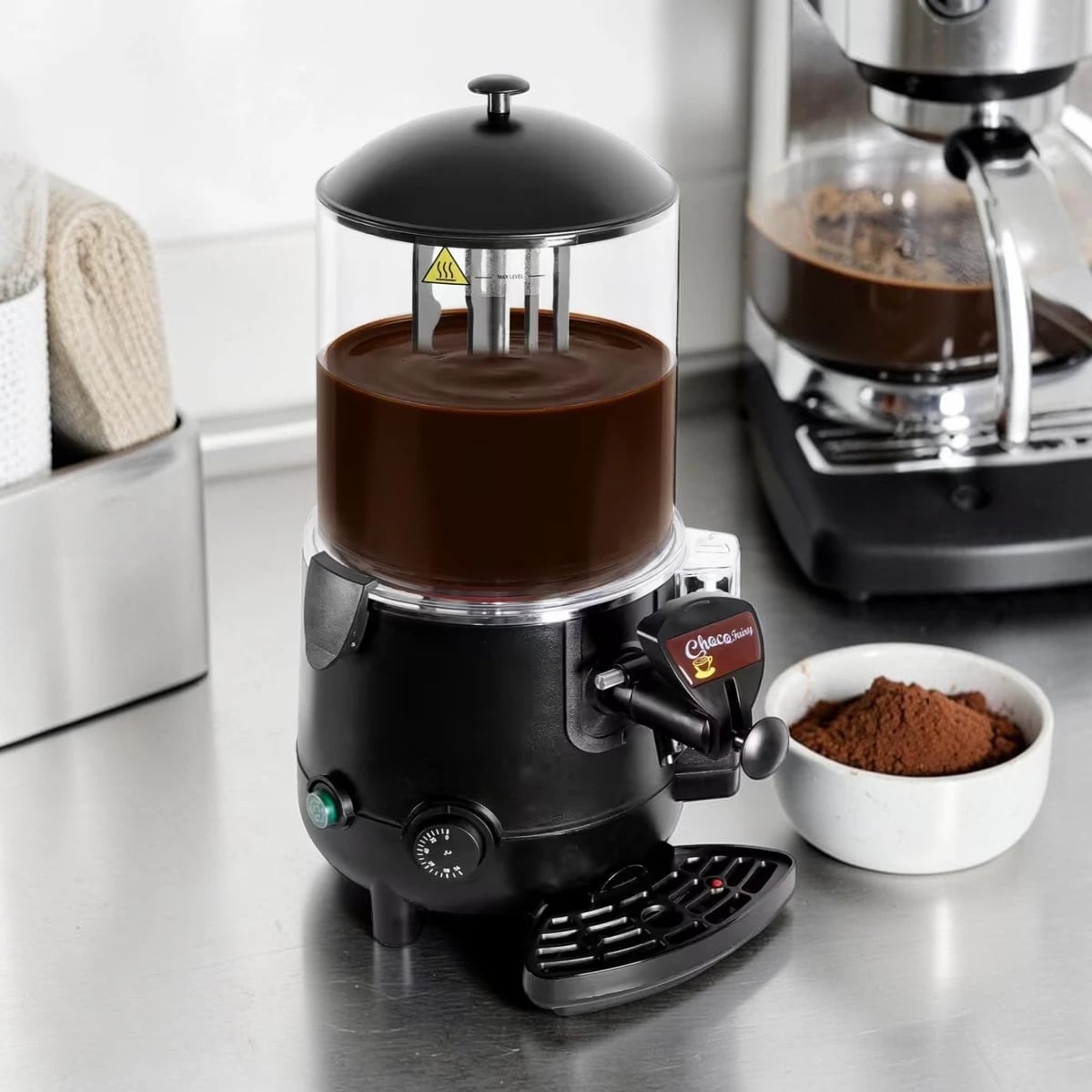 Chocolatière professionnelle 10 litres avec robinet de service.