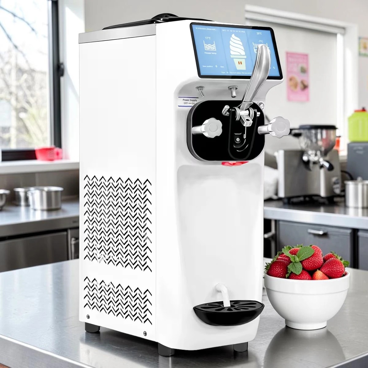 Machine à glace italienne 16 L/h avec écran tactile, format professionnel.